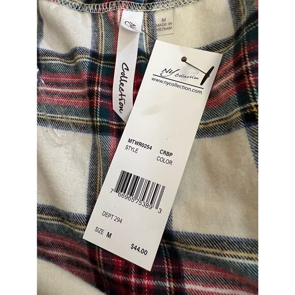 NY Collection Cardigan Jacket Womens Medium Flannel Plaid Duster Topper Lightwt - Picture 3 of 7